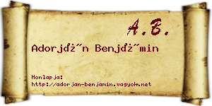 Adorján Benjámin névjegykártya