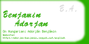 benjamin adorjan business card